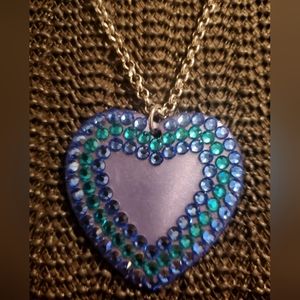TARINA TARANTINO Vintage Lucite Electric Heart Necklace in Blue/Purplish